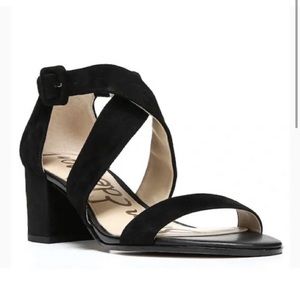 Sam Edelman Sonia Black Suede Cross Strap Block Heel Sandals sz 8
